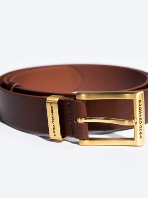 GOLD ENGRAVED LOGO BROWN BELT