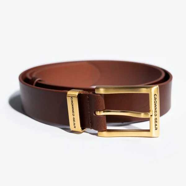 GOLD ENGRAVED LOGO BROWN BELT