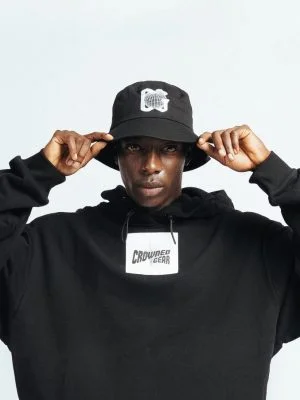 Stylish black CG logo bucket cap featuring iconic branding.