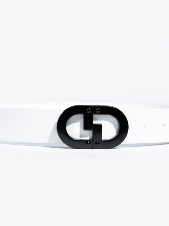 CG BLACK LOGO BUCKLE WHITE BELT