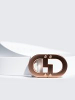 CG ROSE GOLD LOGO WHITE BUCKLE BELT