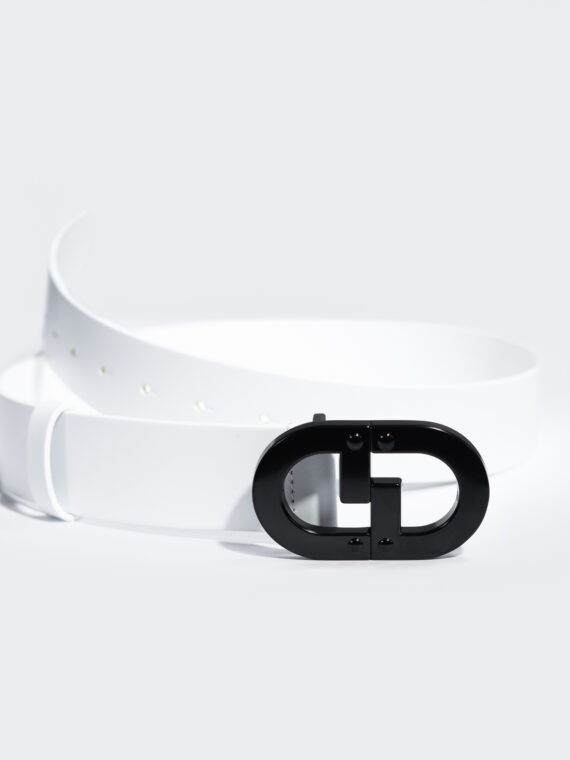 CG BLACK LOGO BUCKLE WHITE BELT