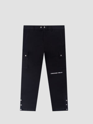 BLACK BUTTONED CARGO PANTS
