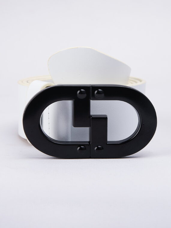 CG BLACK LOGO BUCKLE WHITE BELT