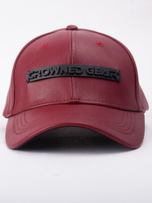 BURGUNDY LEATHER FACE CAP