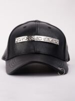 BLACK LEATHER FACE CAP