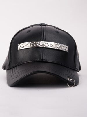 BLACK LEATHER FACE CAP