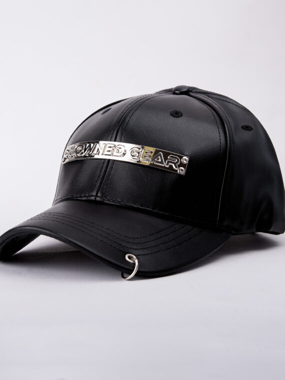 BLACK LEATHER FACE CAP