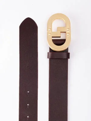 CG ROSE GOLD LOGO BUCKLE BROWN BELT