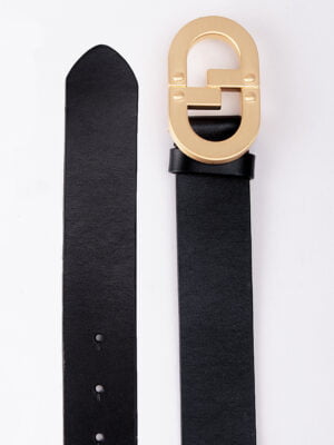 CG GOLD LOGO BLACK BUCKLE BELT