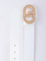 CG ROSE GOLD LOGO WHITE BUCKLE BELT