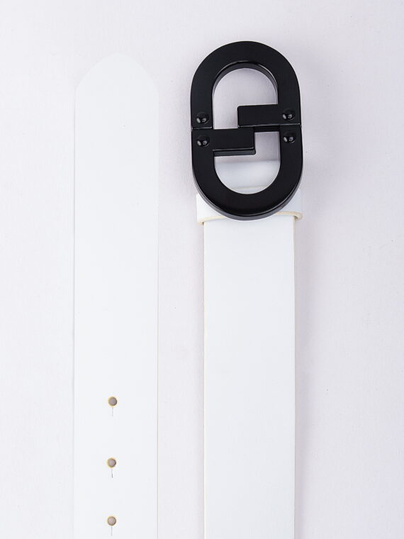 CG BLACK LOGO BUCKLE WHITE BELT