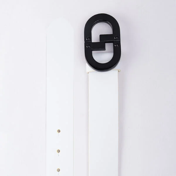 CG BLACK LOGO BUCKLE WHITE BELT