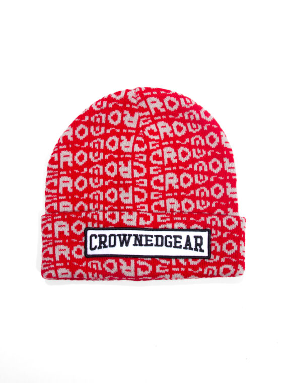CrownedGear Red Patterned Beanie